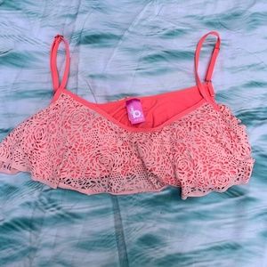 Pink Cutout Flowy  B Swim Bikini Top